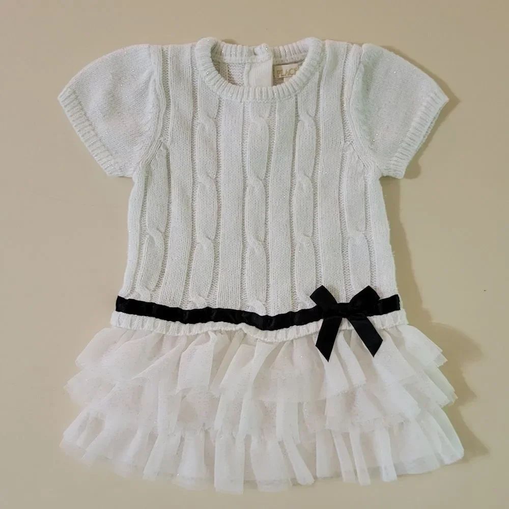 PLACE White Knitted & Tulle Party Dress